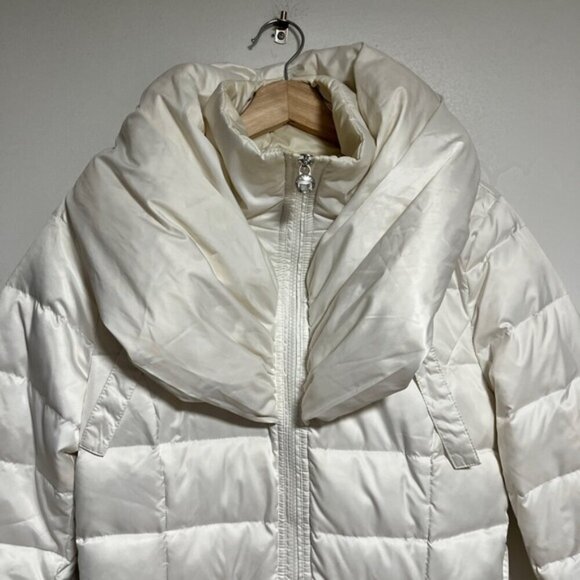 Laundry by Shelli Segal White Down Puffer Coat – Size M, Oversized Collar - Picture 5 of 13